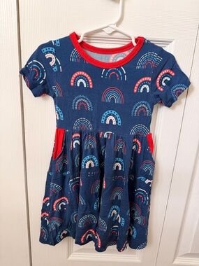 Birdie Bean bamboo 3T Americana Rainbow Print Pocket Dress